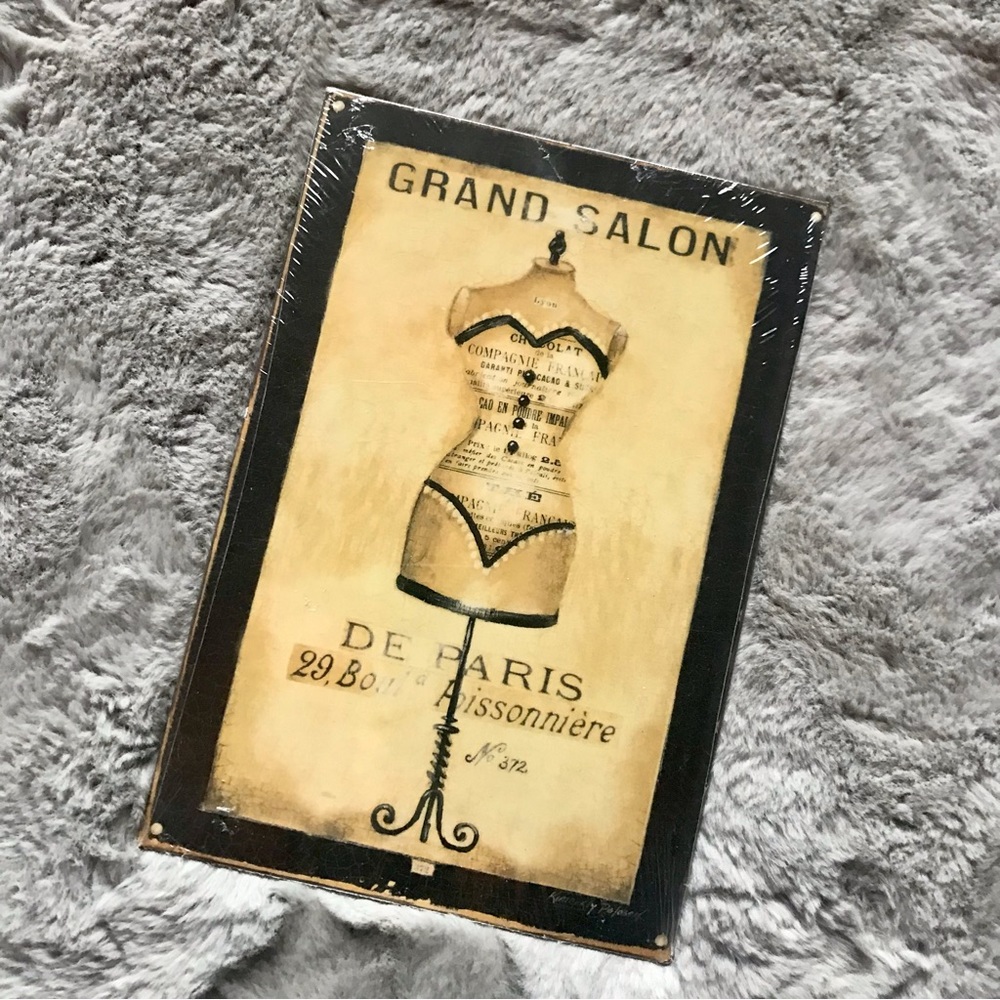 Grand Salon de Paris metal vintage look sign for your closet! Nee in package.